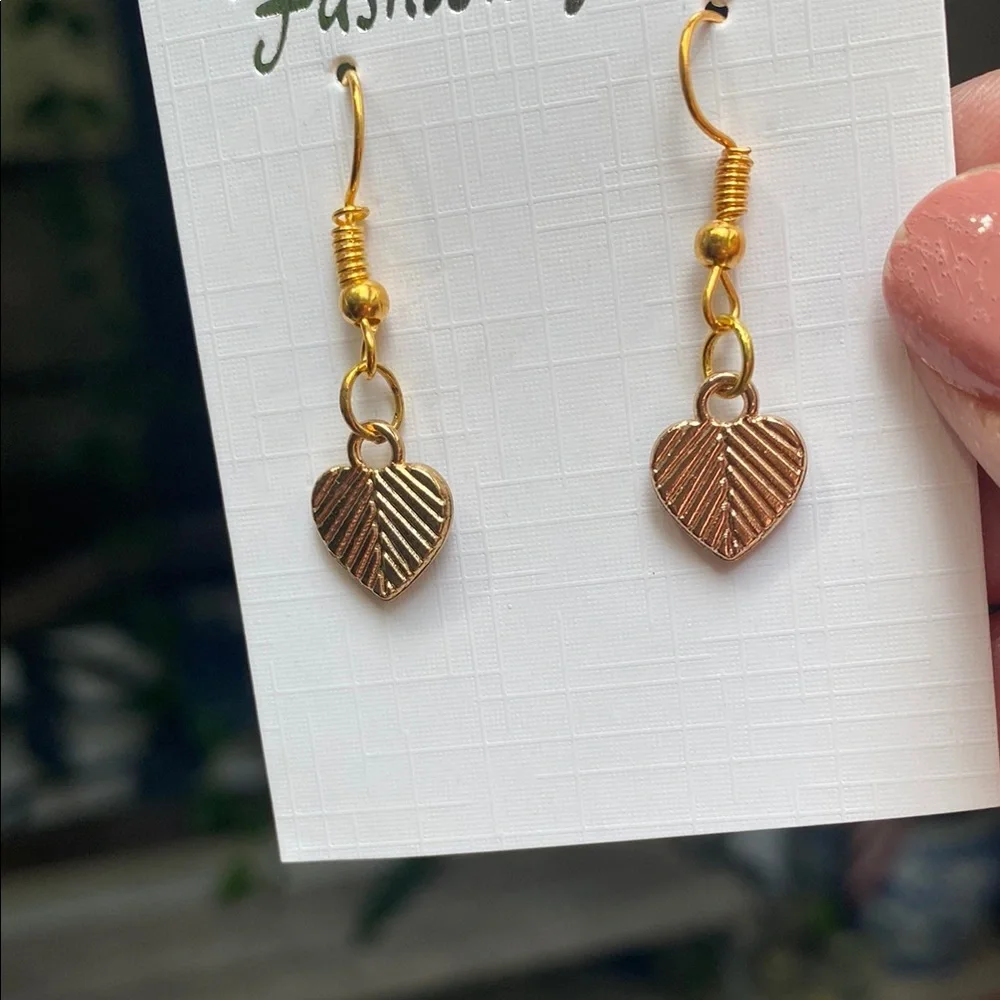 Gold and Black Heart Earrings